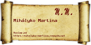 Mihályko Martina névjegykártya